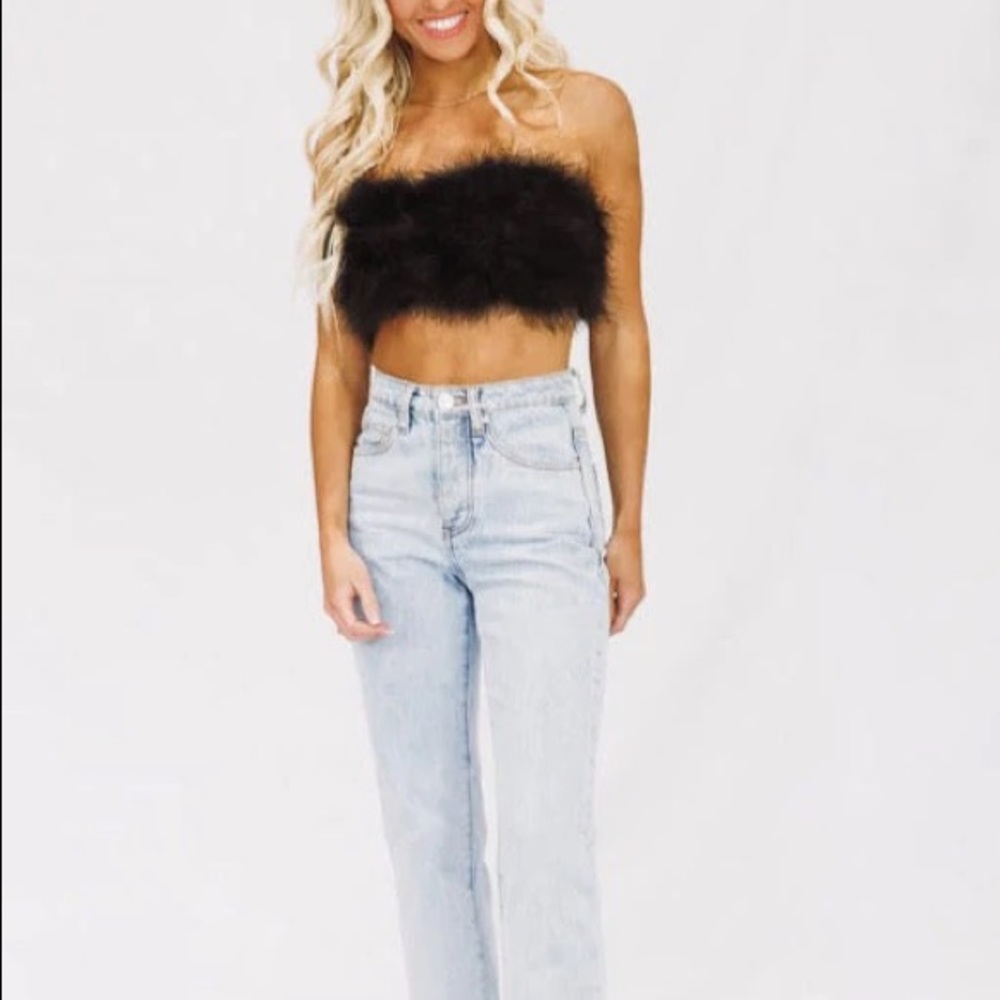 Feather Black Crop Top